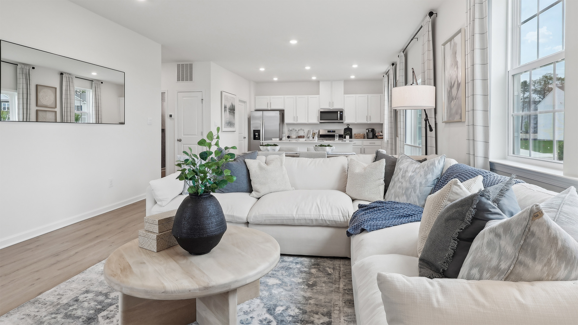 open concept living room with modern design