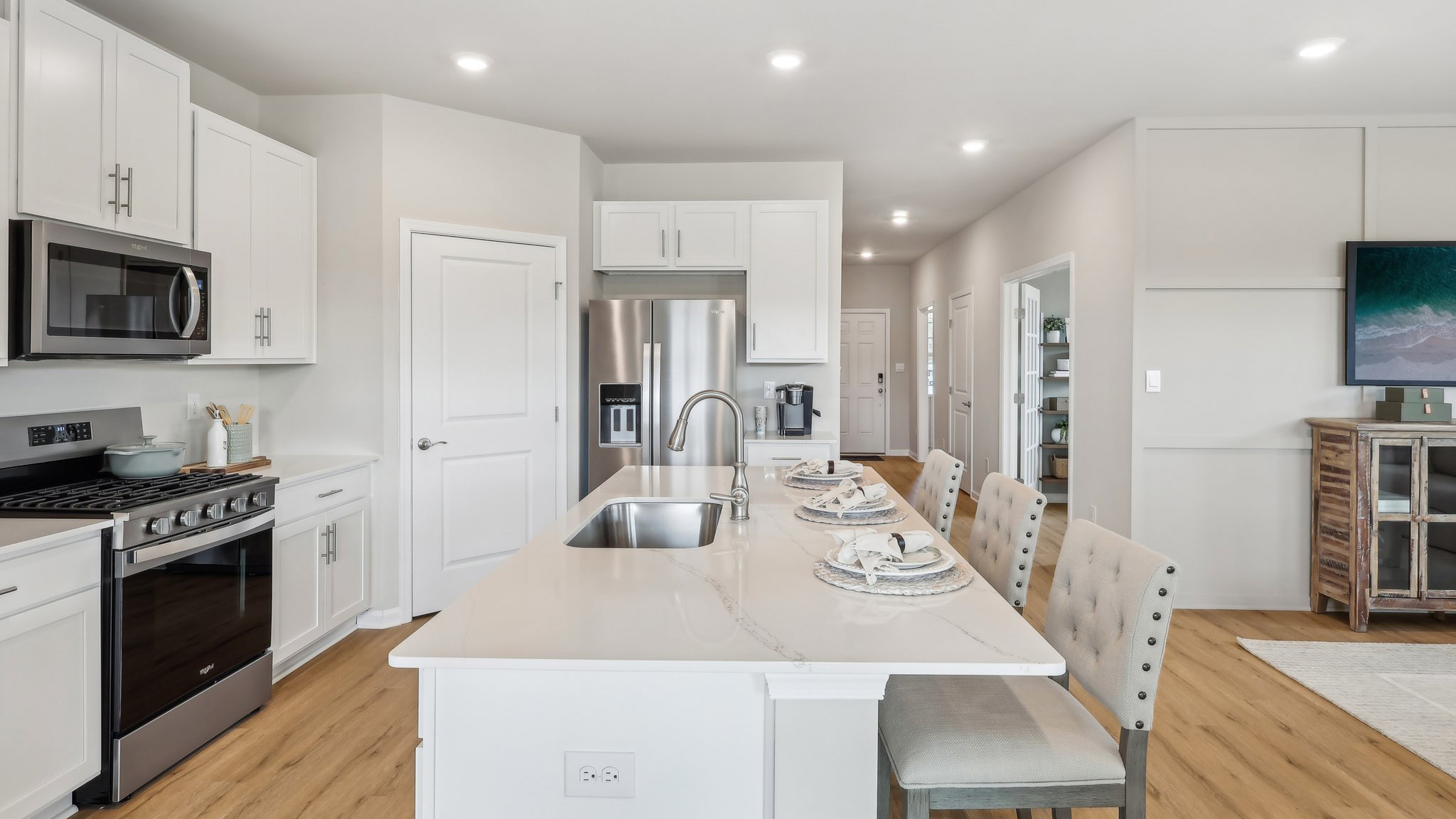 spacious kitchen with large island