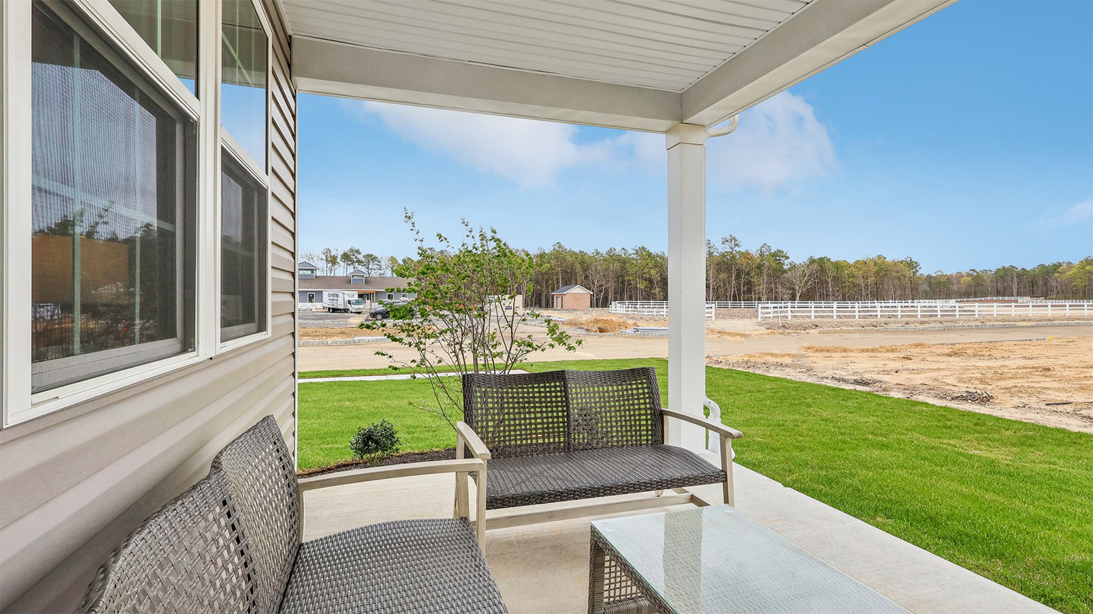 back patio with green space