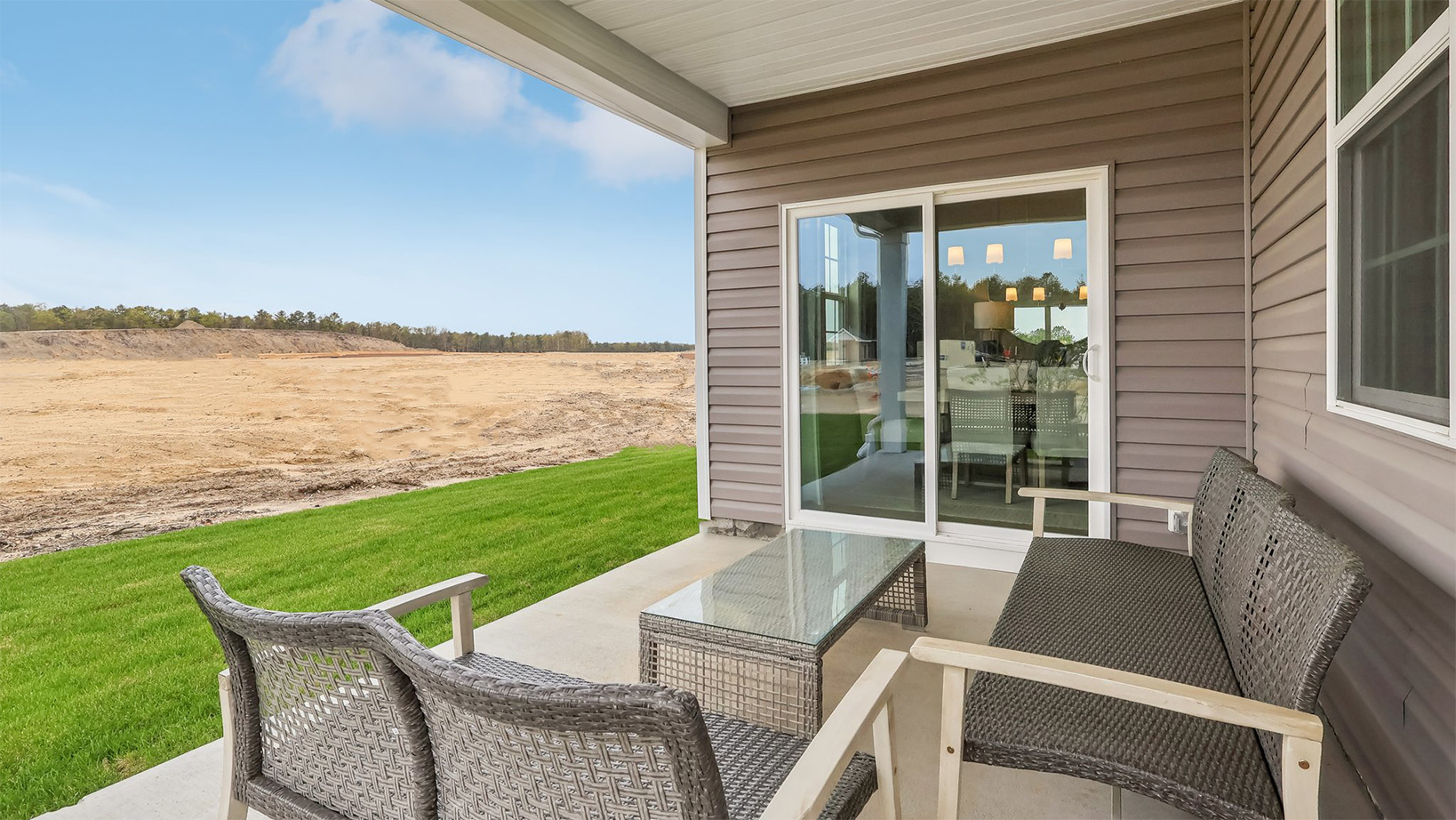 back patio with green space