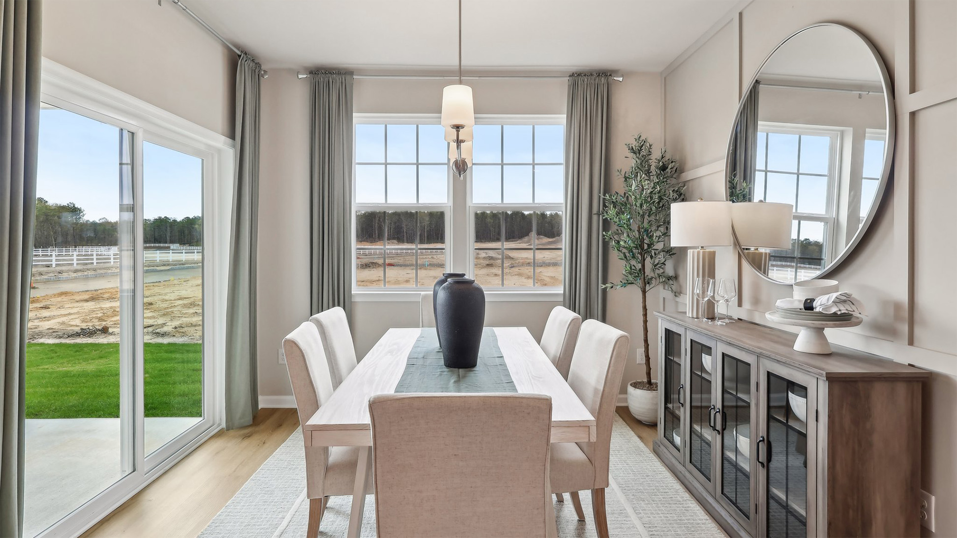 dining room with large windows