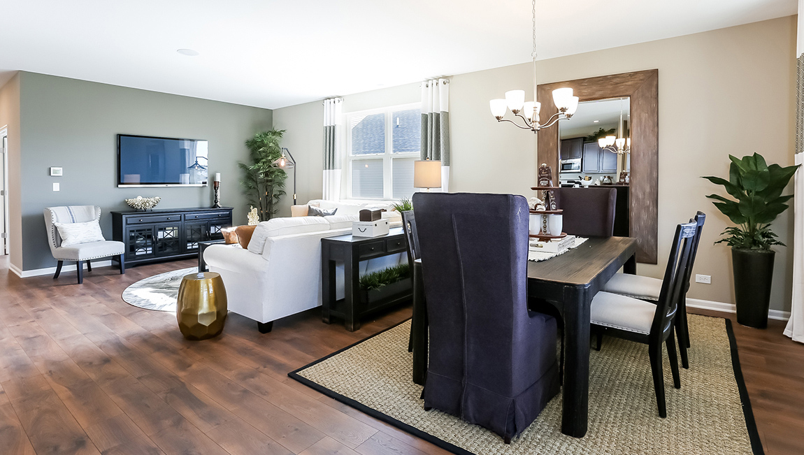 dining table off the open concept living room