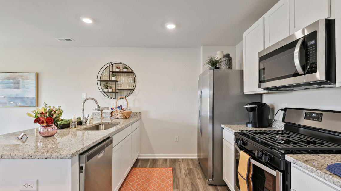 large kitchen island with spacious layout and modern finishes