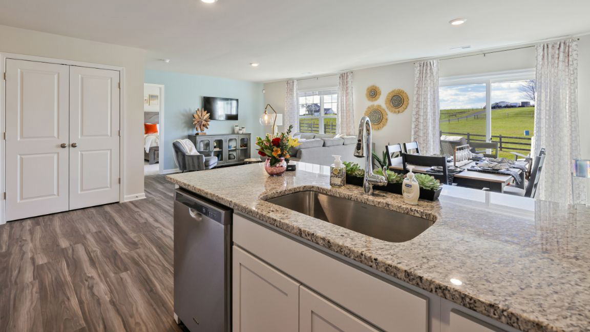large kitchen island with spacious layout and modern finishes