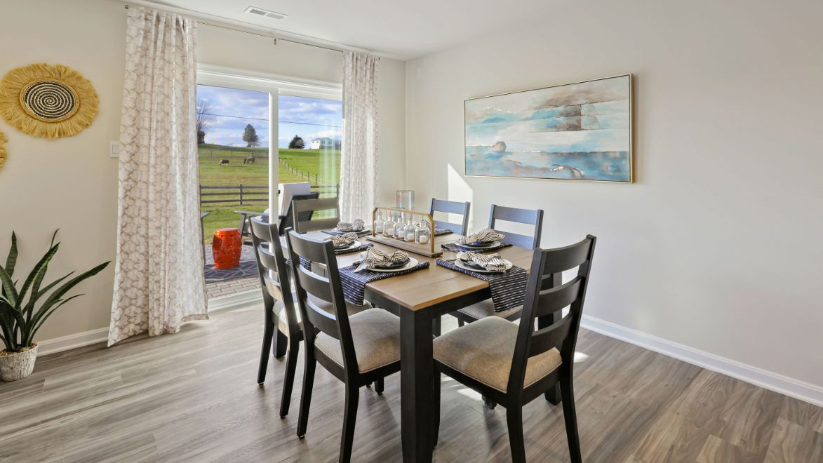 kitchen table with modern design near the sliding glass door