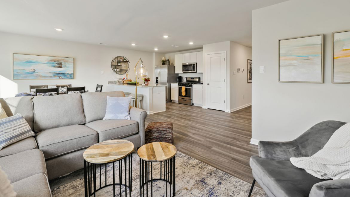 open concept living room with modern design