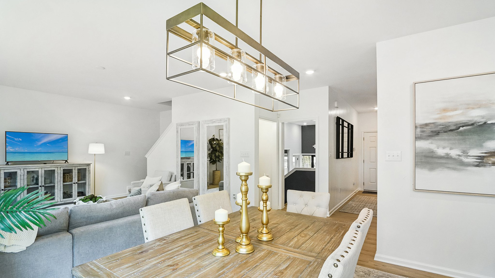 modern dining table on the main floor