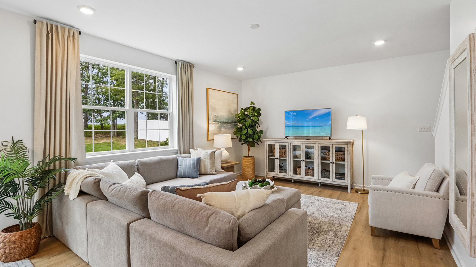 open concept living room with modern design