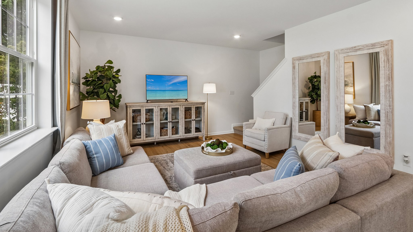 open concept living room with modern design