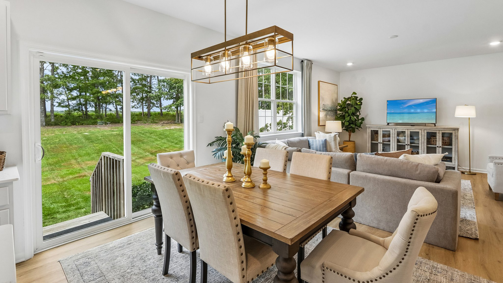 modern dining table on the main floor