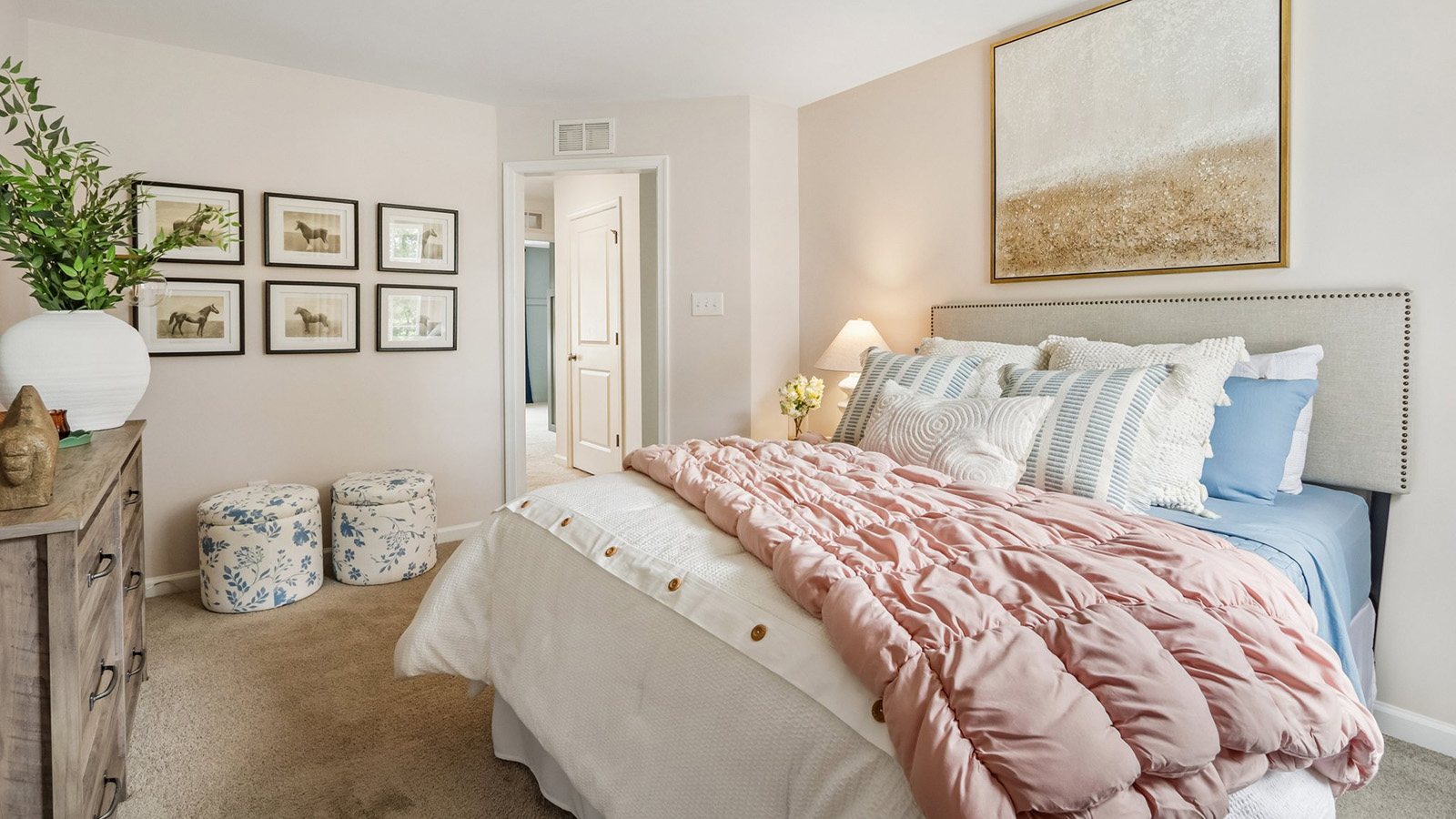 large bedroom with modern design and spacious layout
