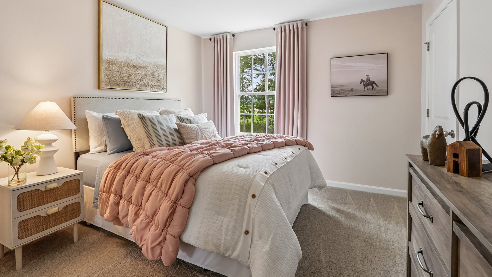 large bedroom with modern design and spacious layout