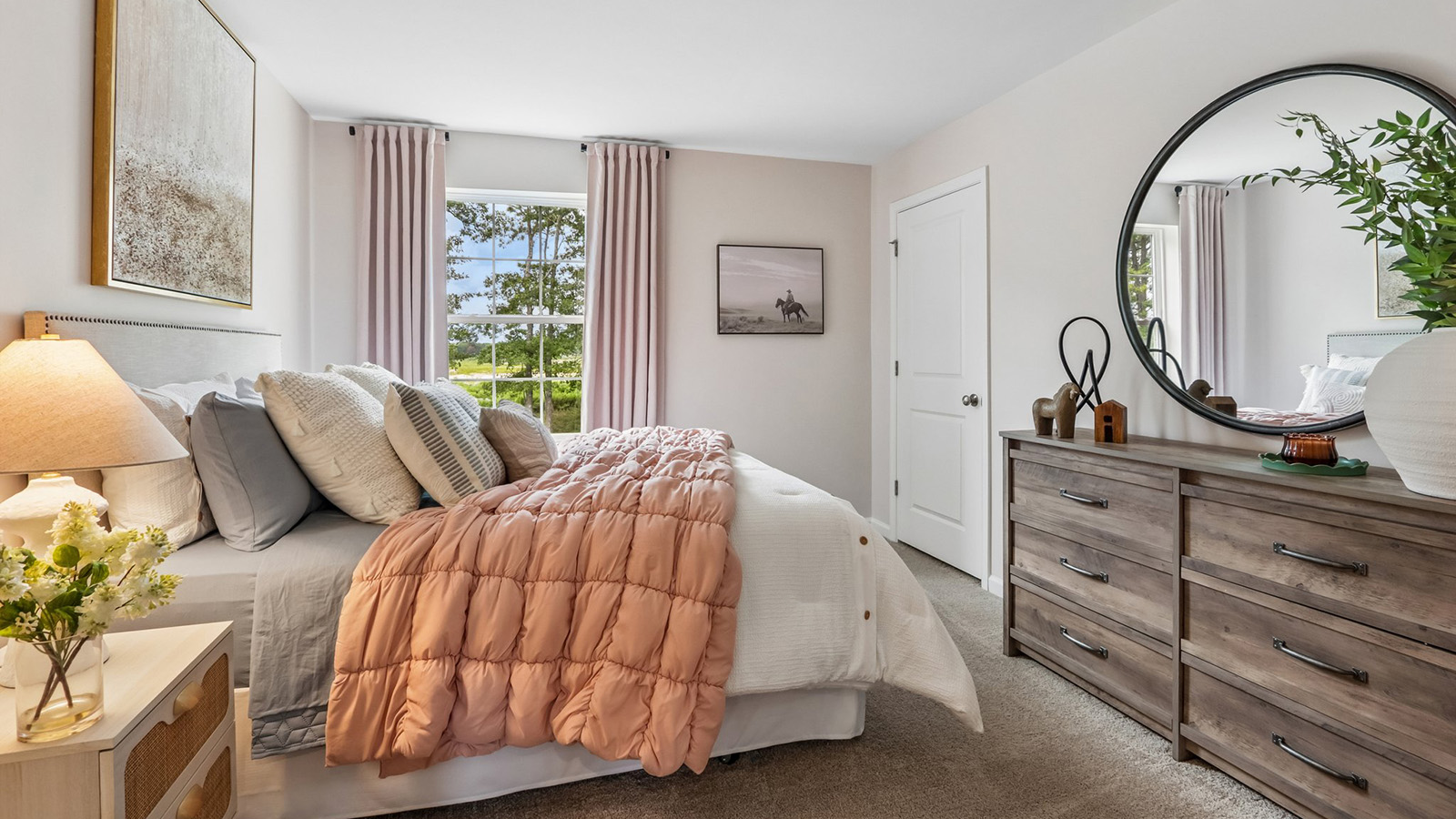 large bedroom with modern design and spacious layout