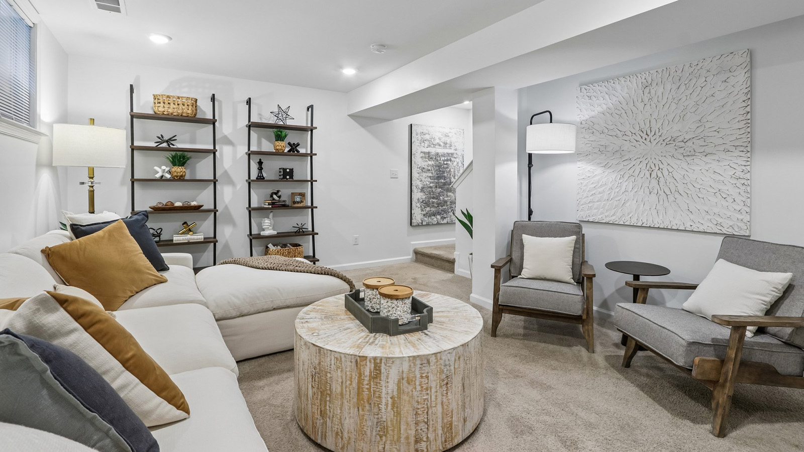 downstairs basement with modern design