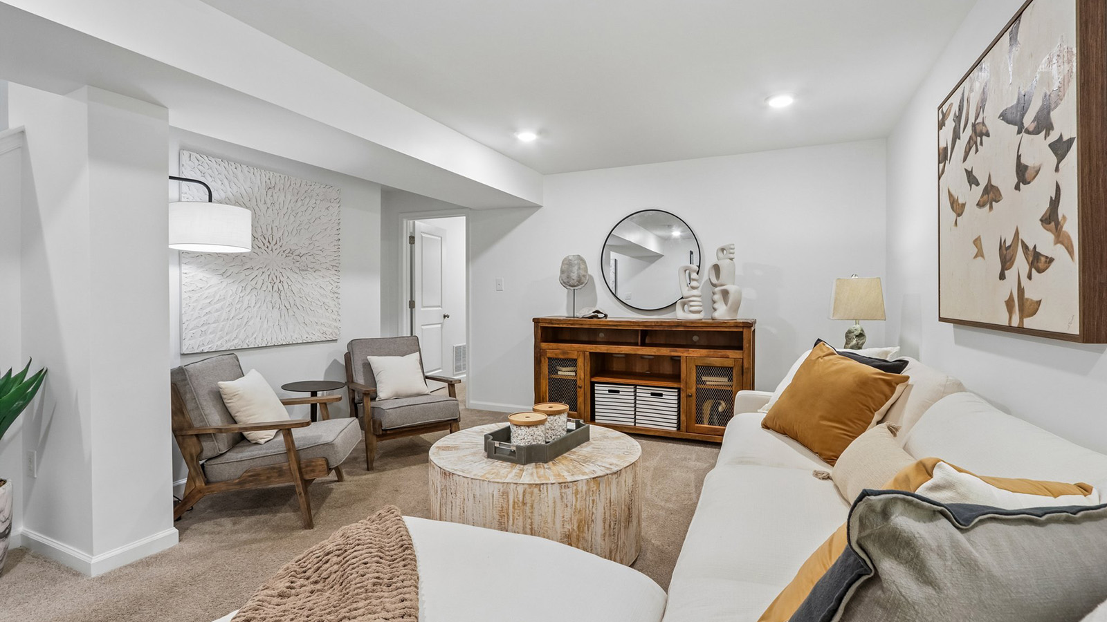 downstairs basement with modern design