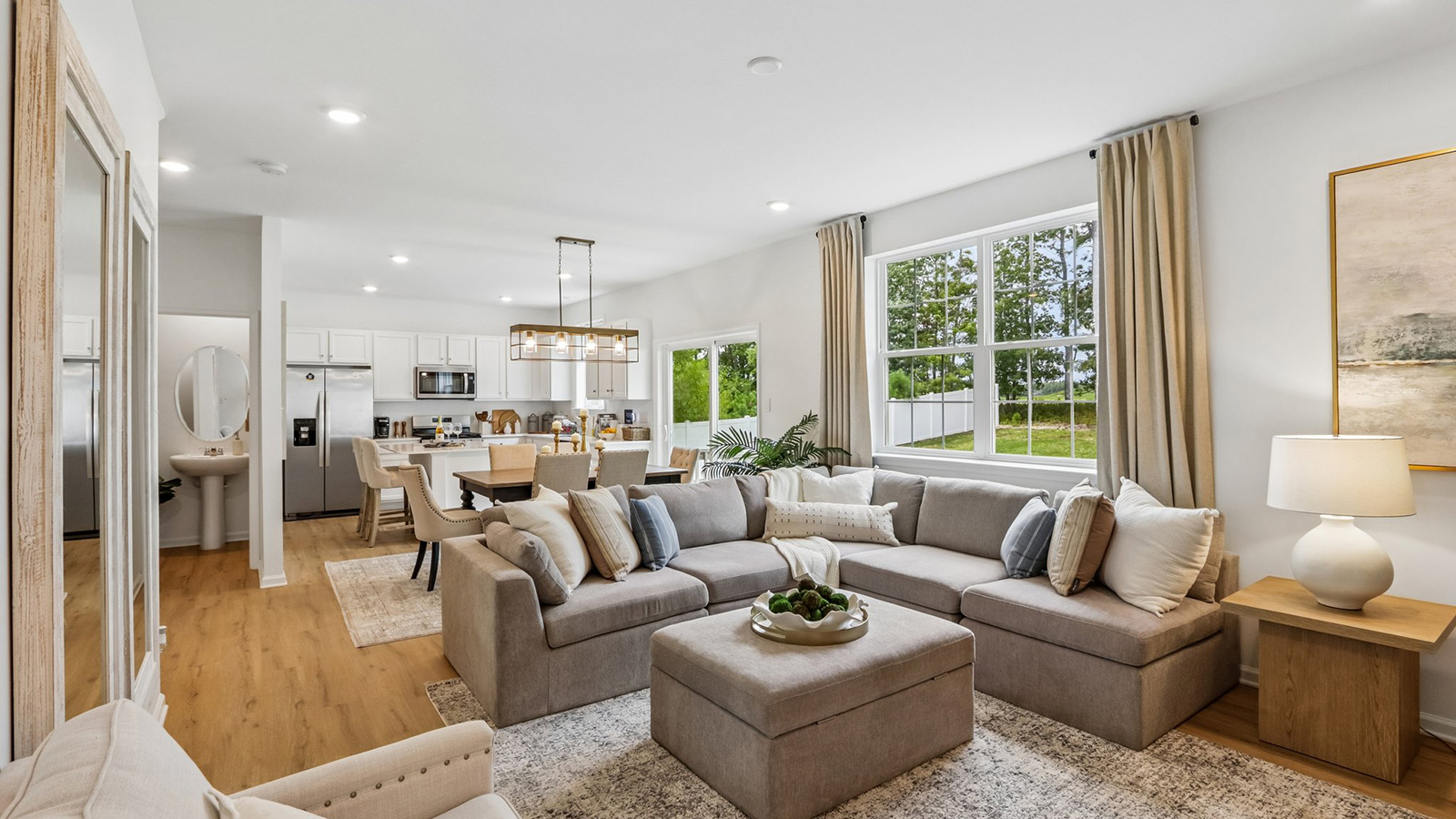 open concept living room with modern design