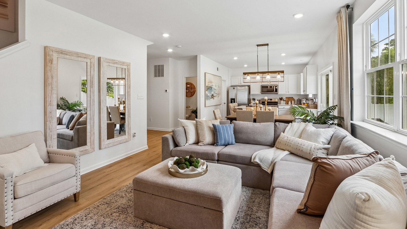 open concept living room with modern design