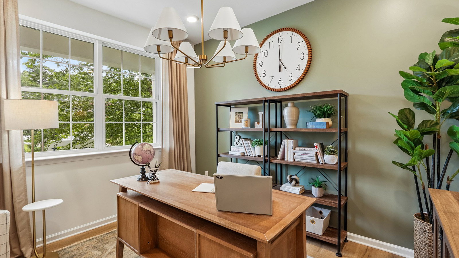 modern office off the front entrance with large windows