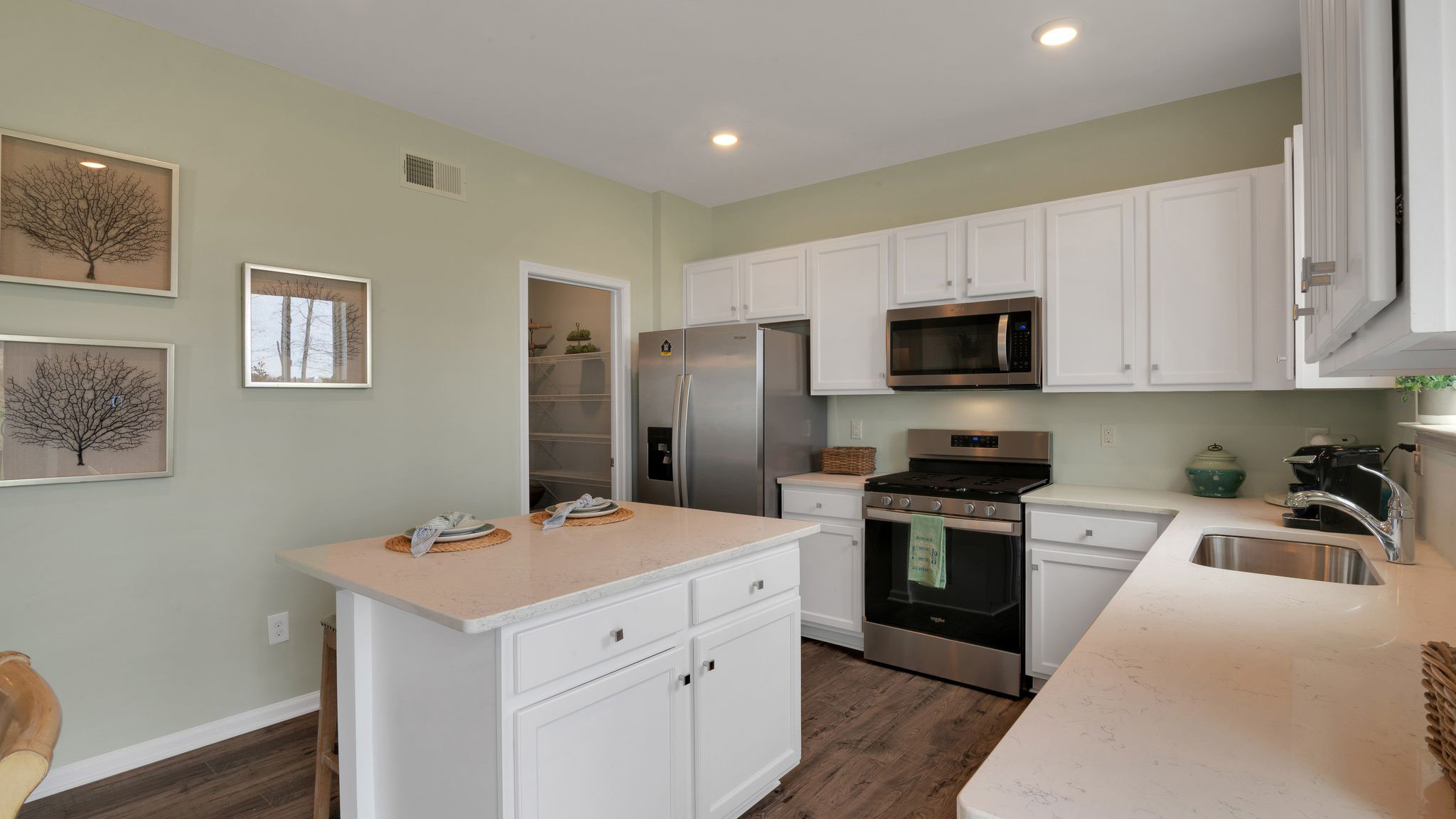 spacious kitchen with large island