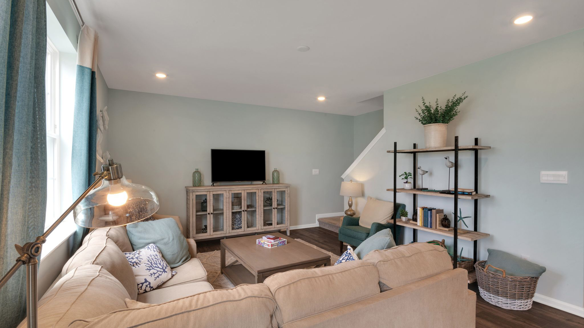 open concept living room with modern design
