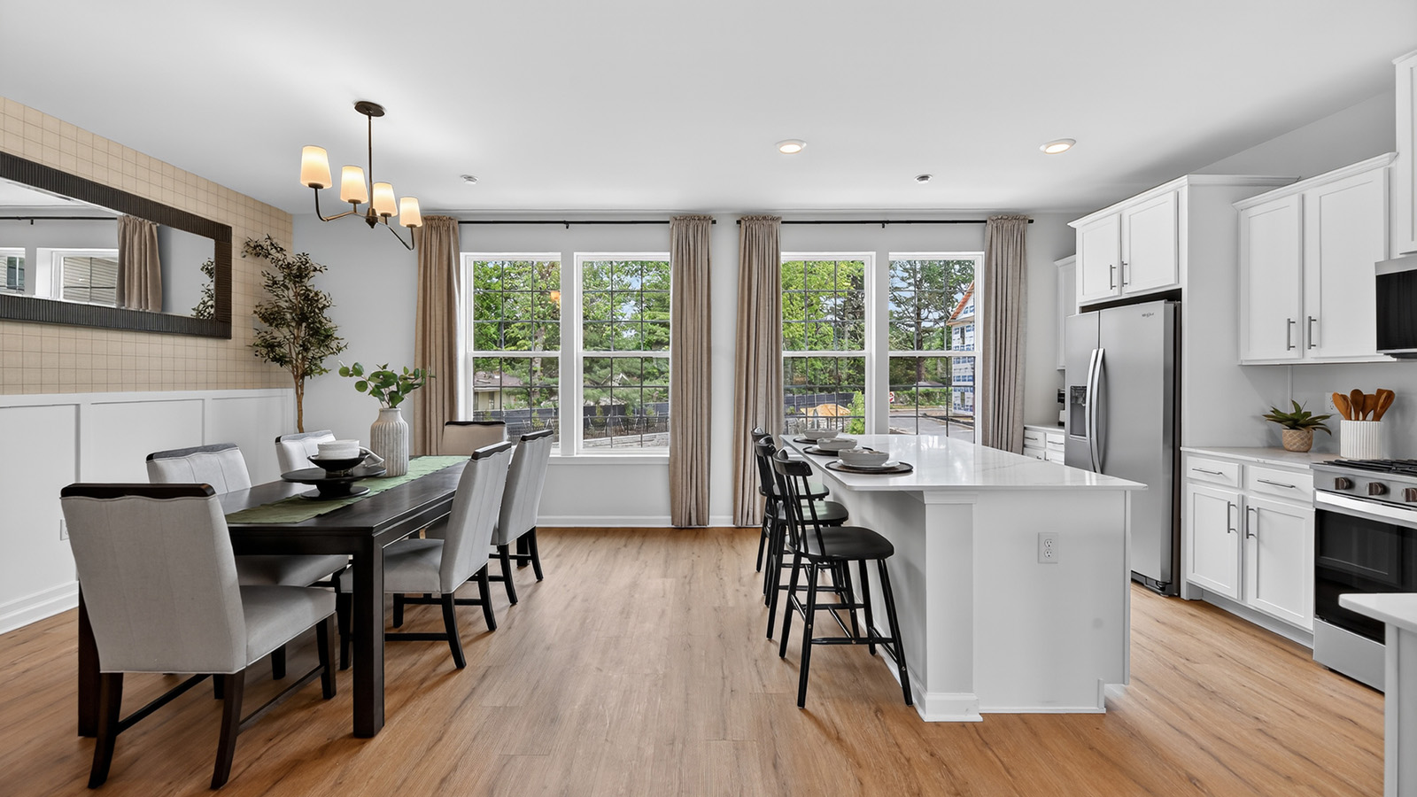 Elmore model main floor living with mid century modern design
