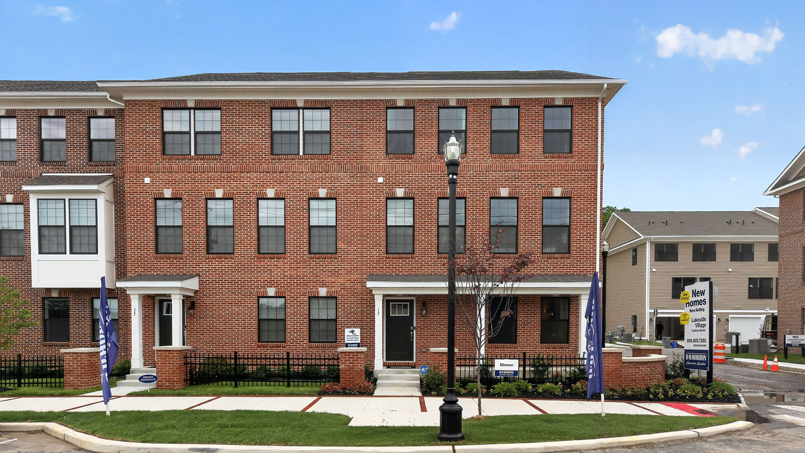 brick exterior townhomes at Lakeside Village