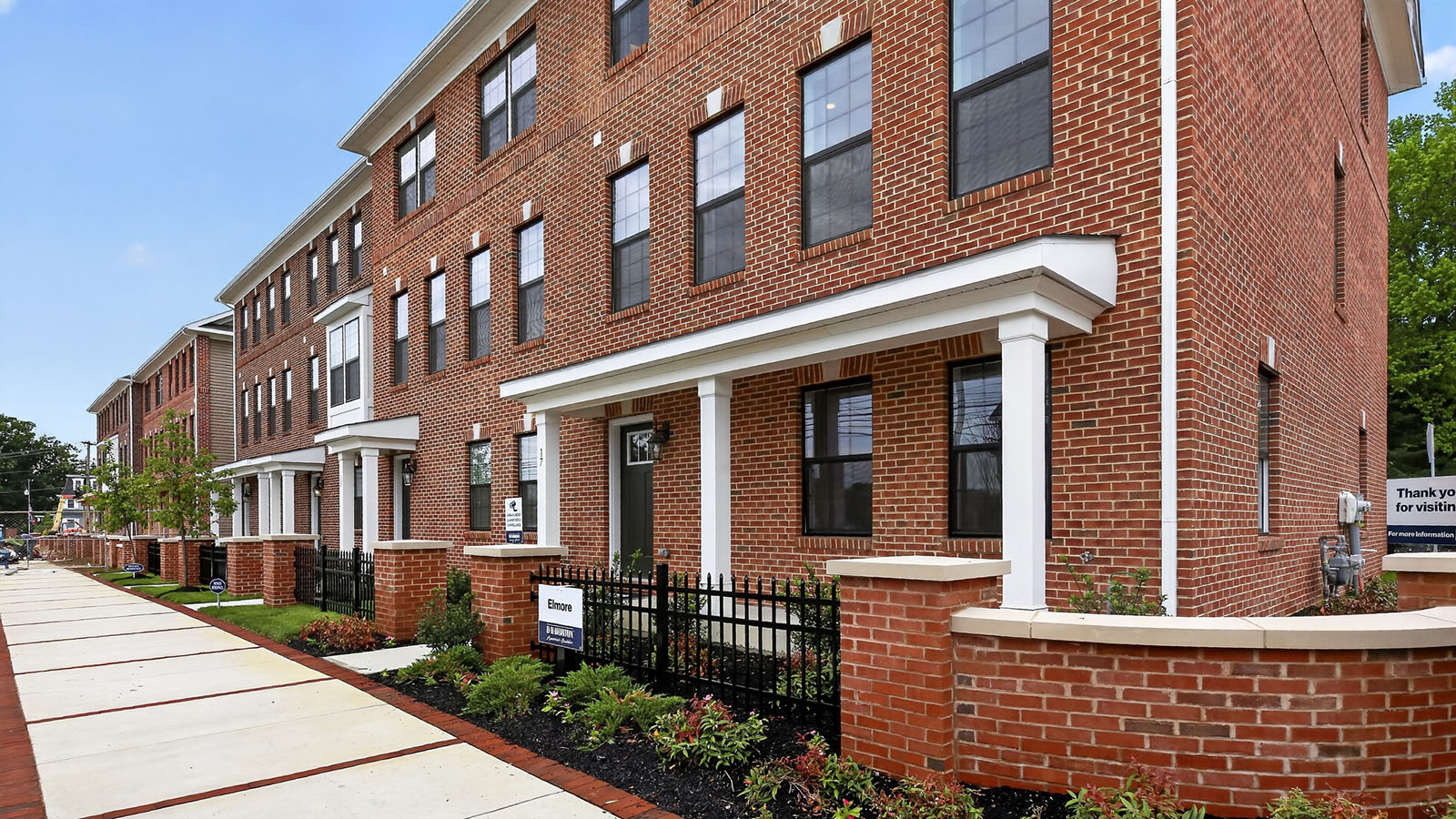 brick exterior townhomes at Lakeside Village