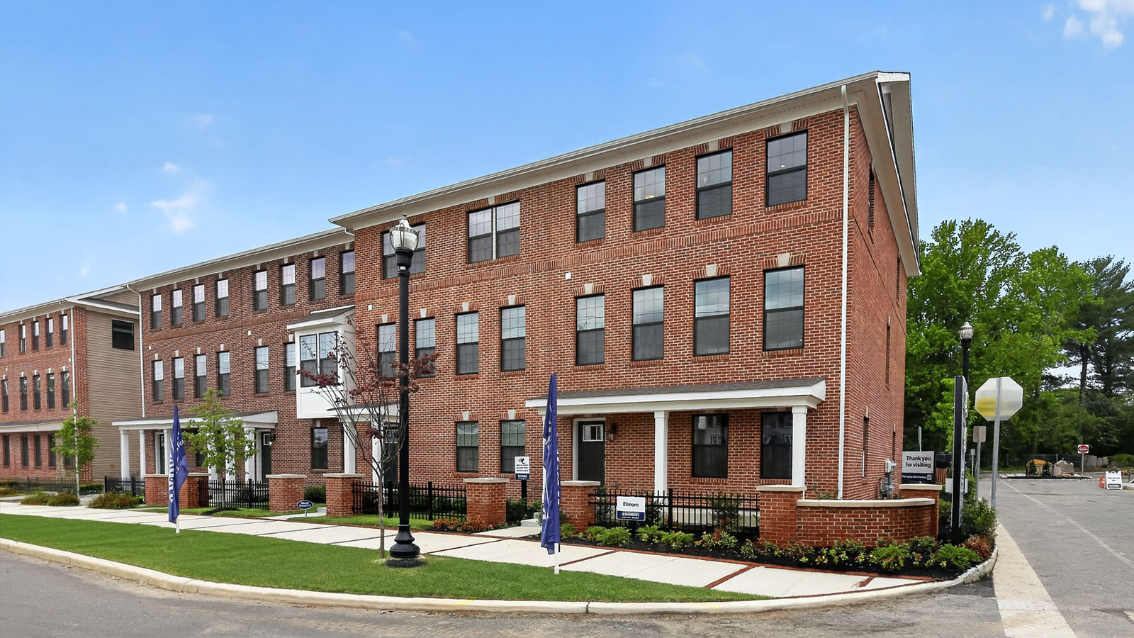 brick exterior townhome community at Lakeside Village