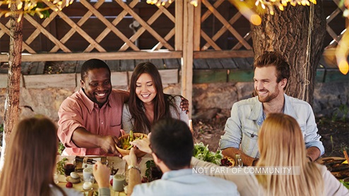 stock photo of friends in a restaurant