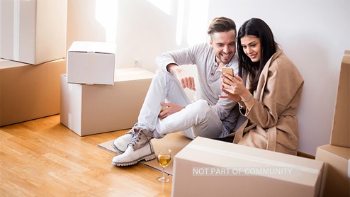 stock photo of a couple moving