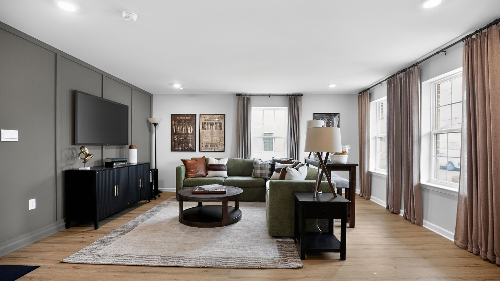 mid century modern flex room on the first floor with bold design