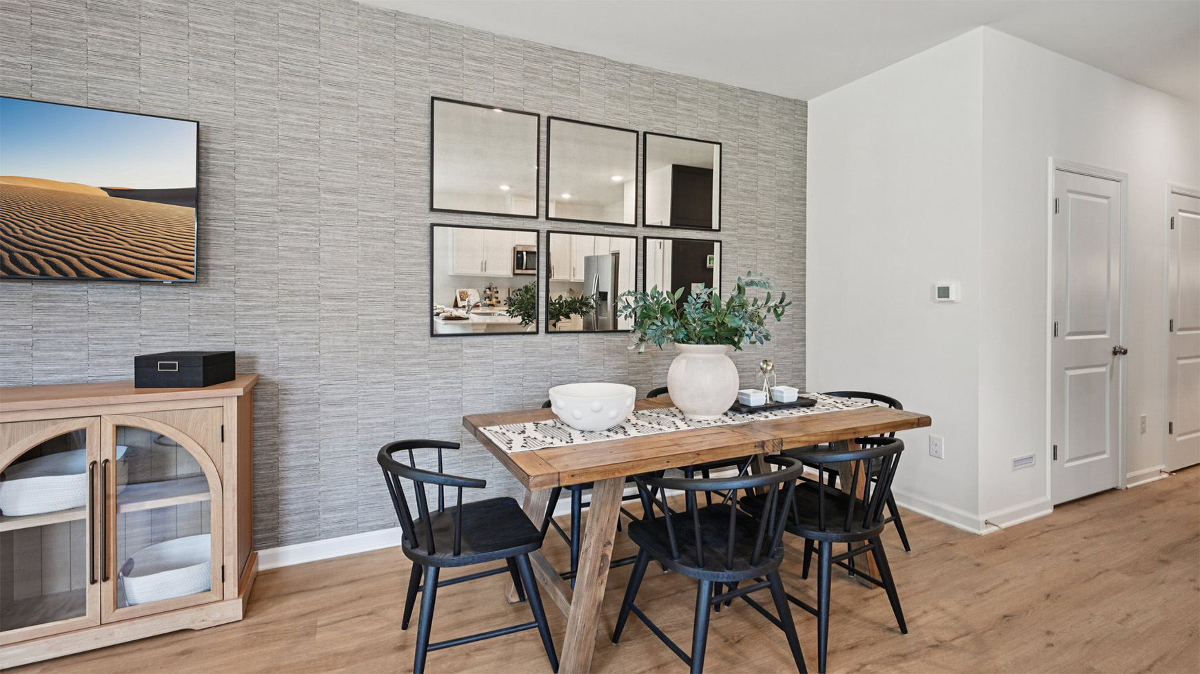 modern dining table off the main living area
