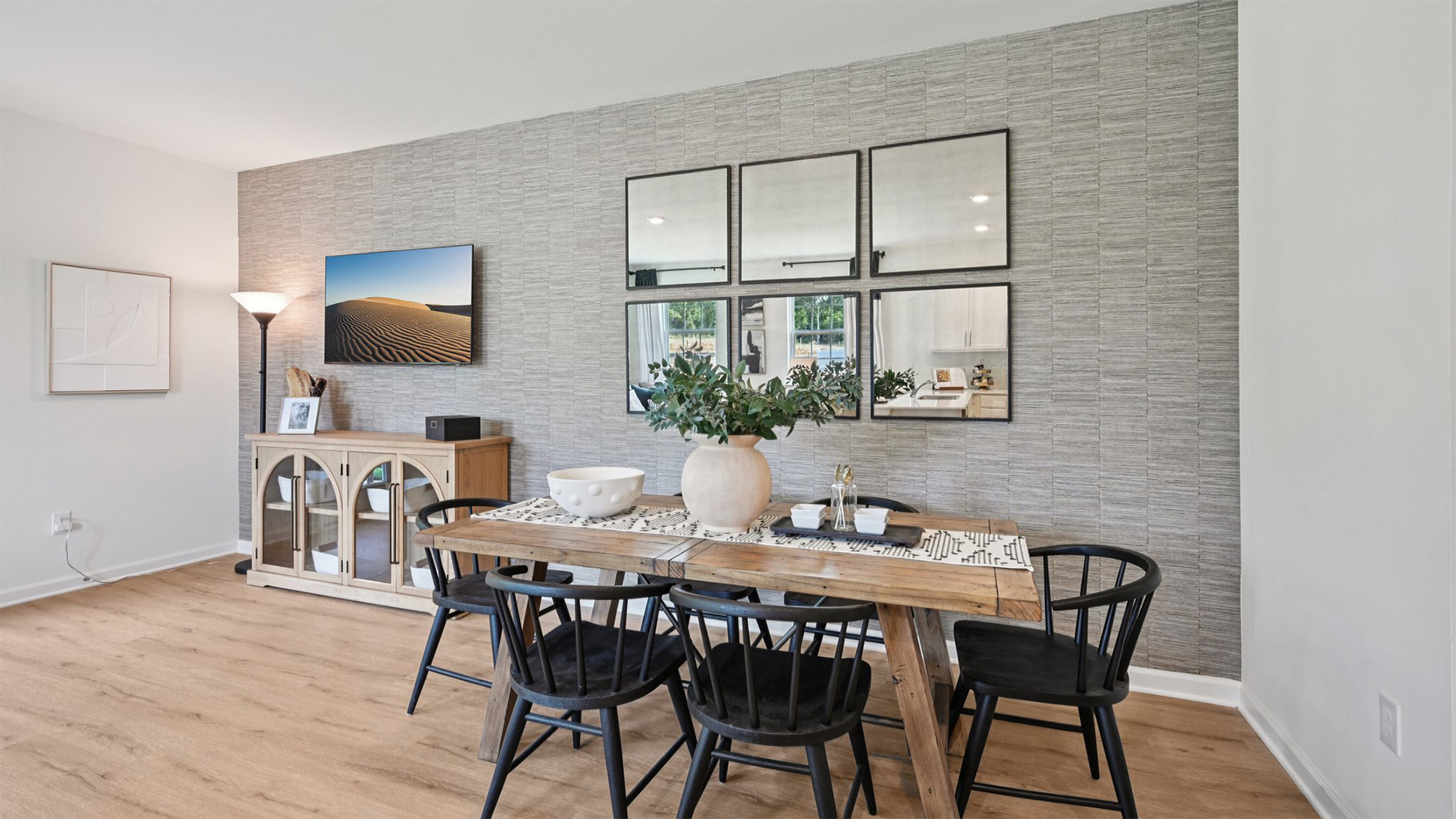 modern dining table off the main living area