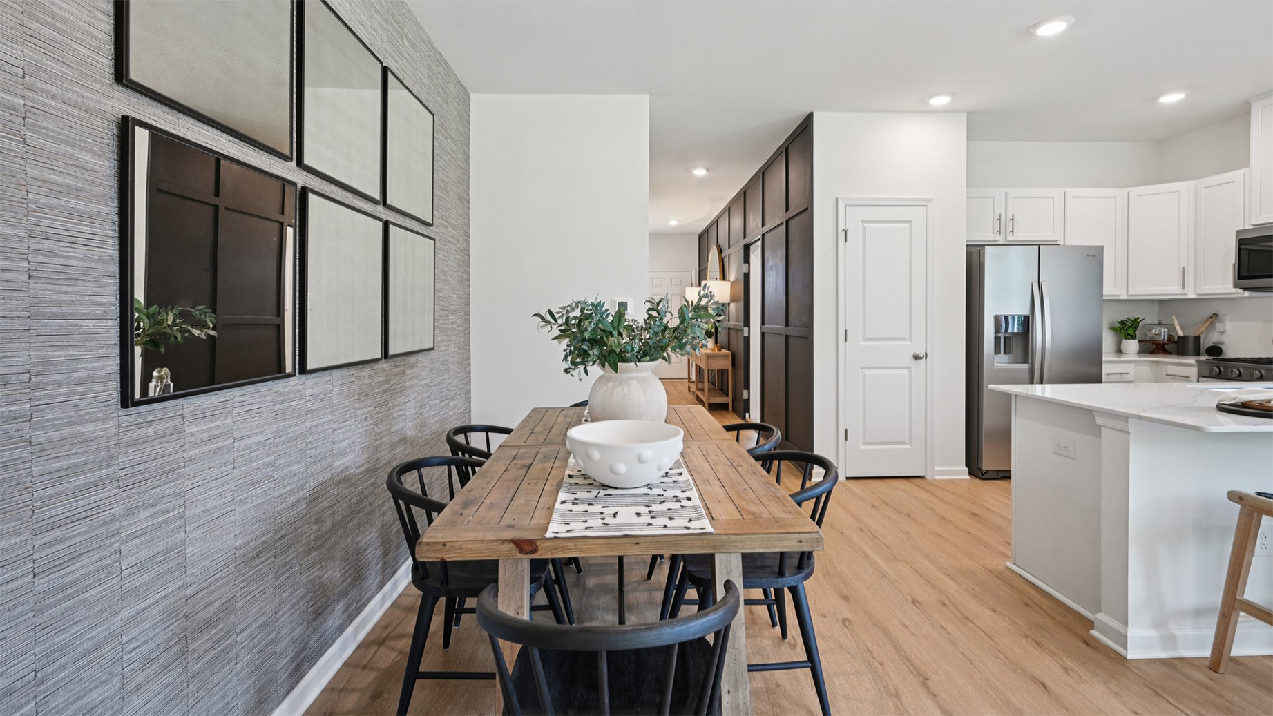 modern dining table off the main living area