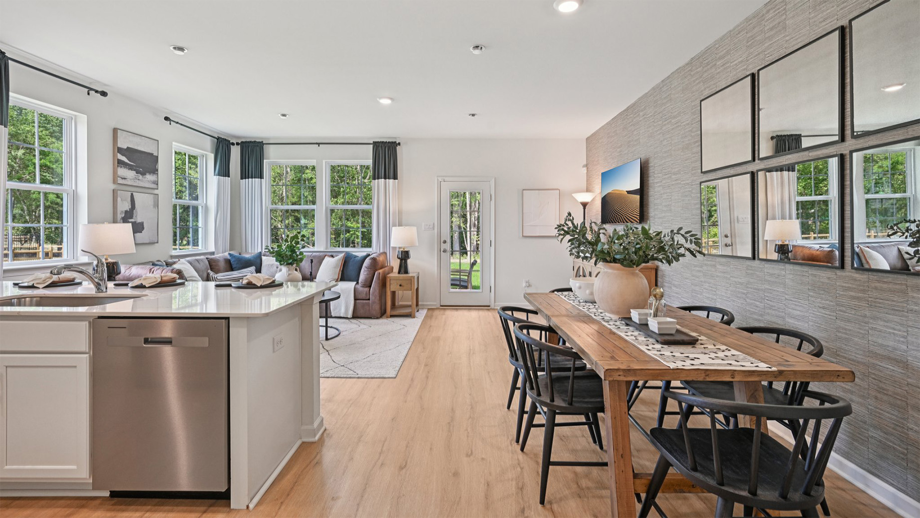 dining table and kitchen off the living area