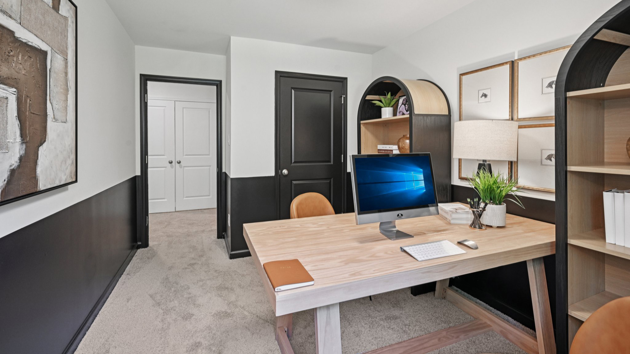 office with modern design and large windows