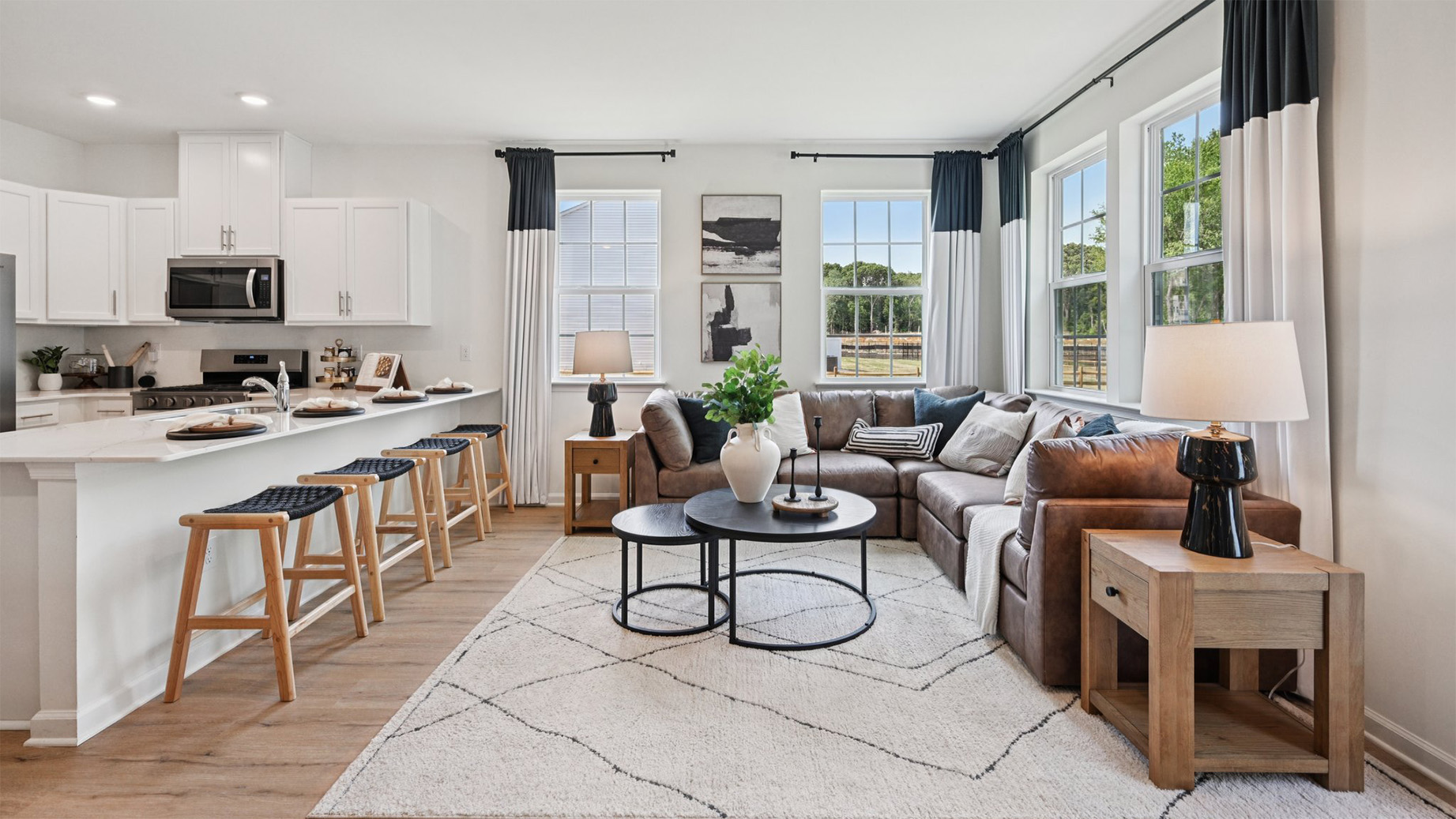 large open concept living room with modern design