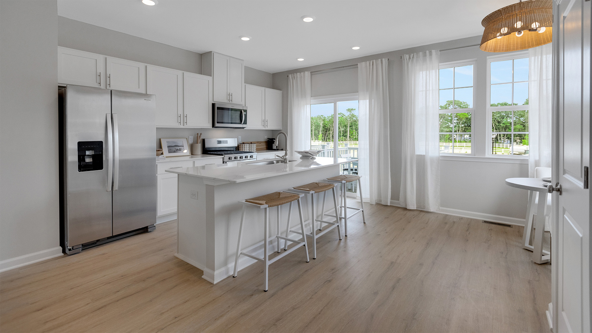 large kitchen island and open concept living space