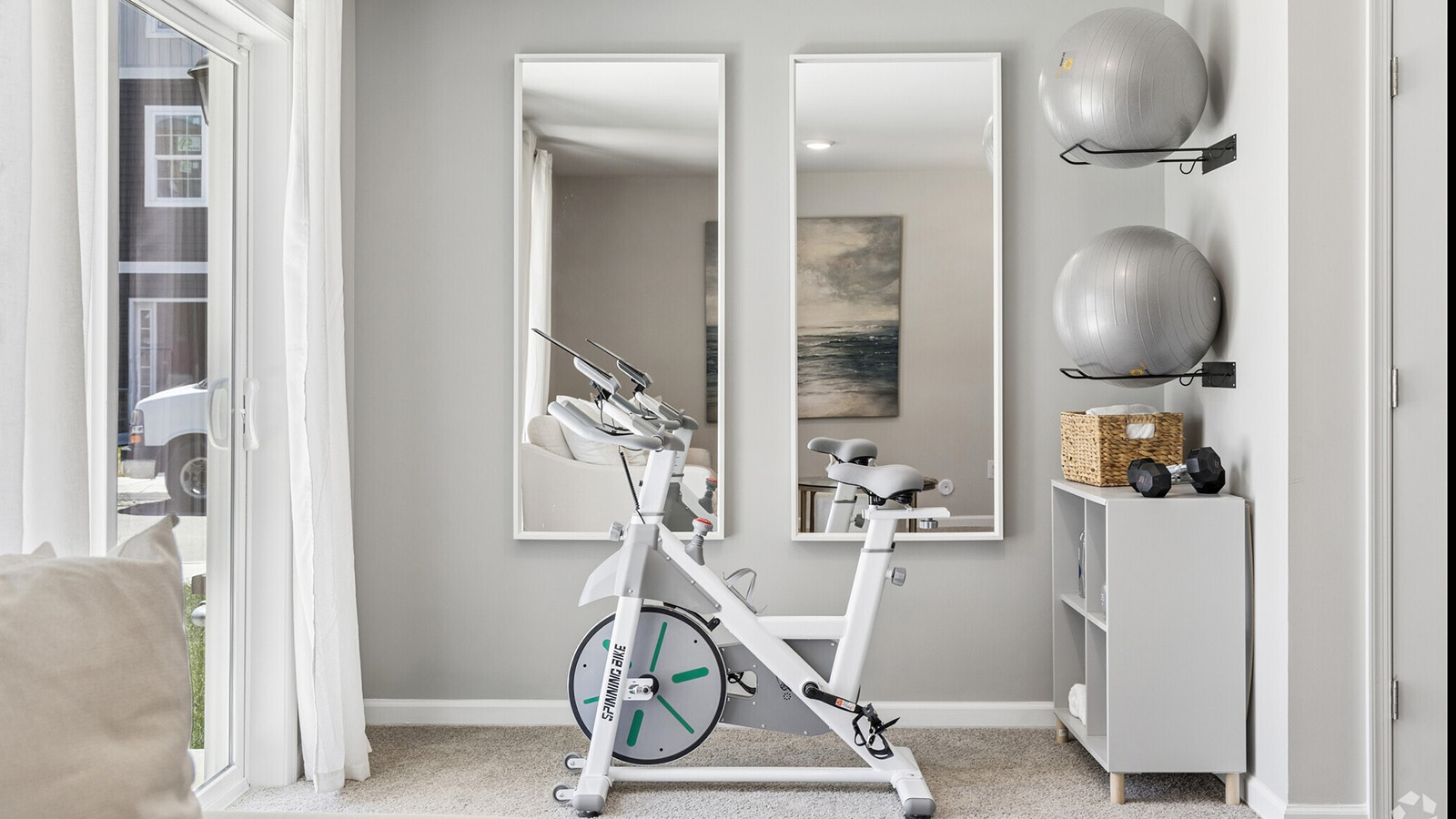 workout area in the flex room