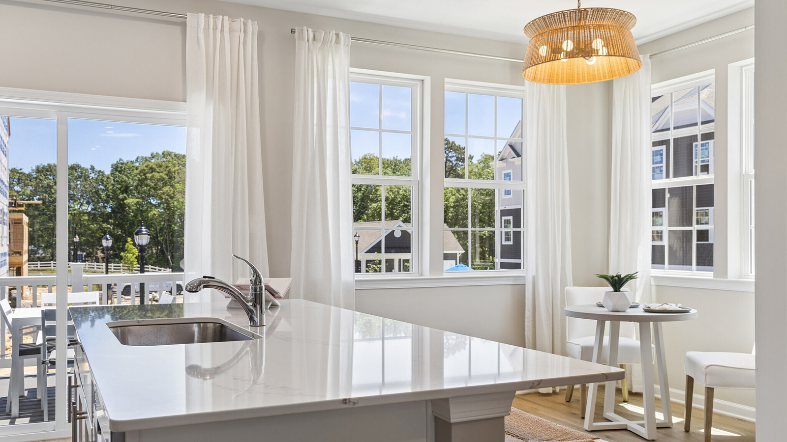large quartz island in the kitchen
