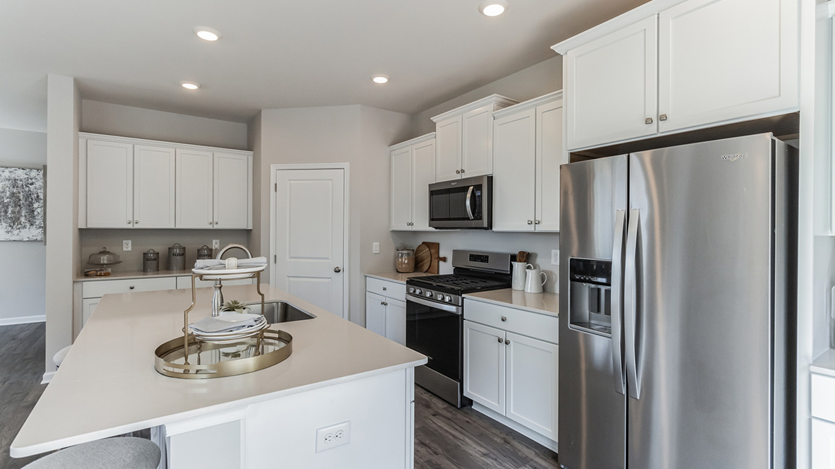 overview of kitchen island and countertops