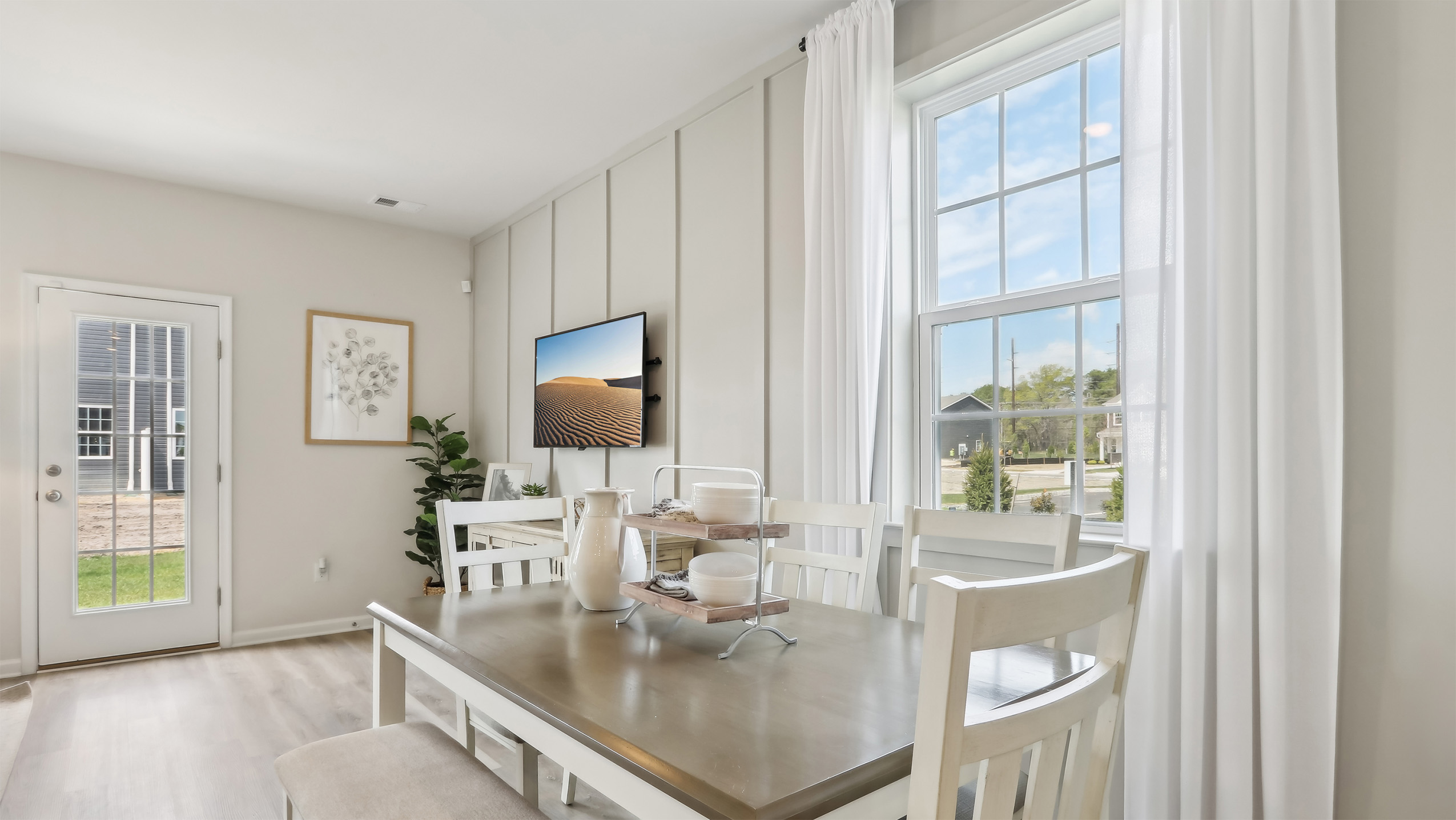 open concept living room and dining table