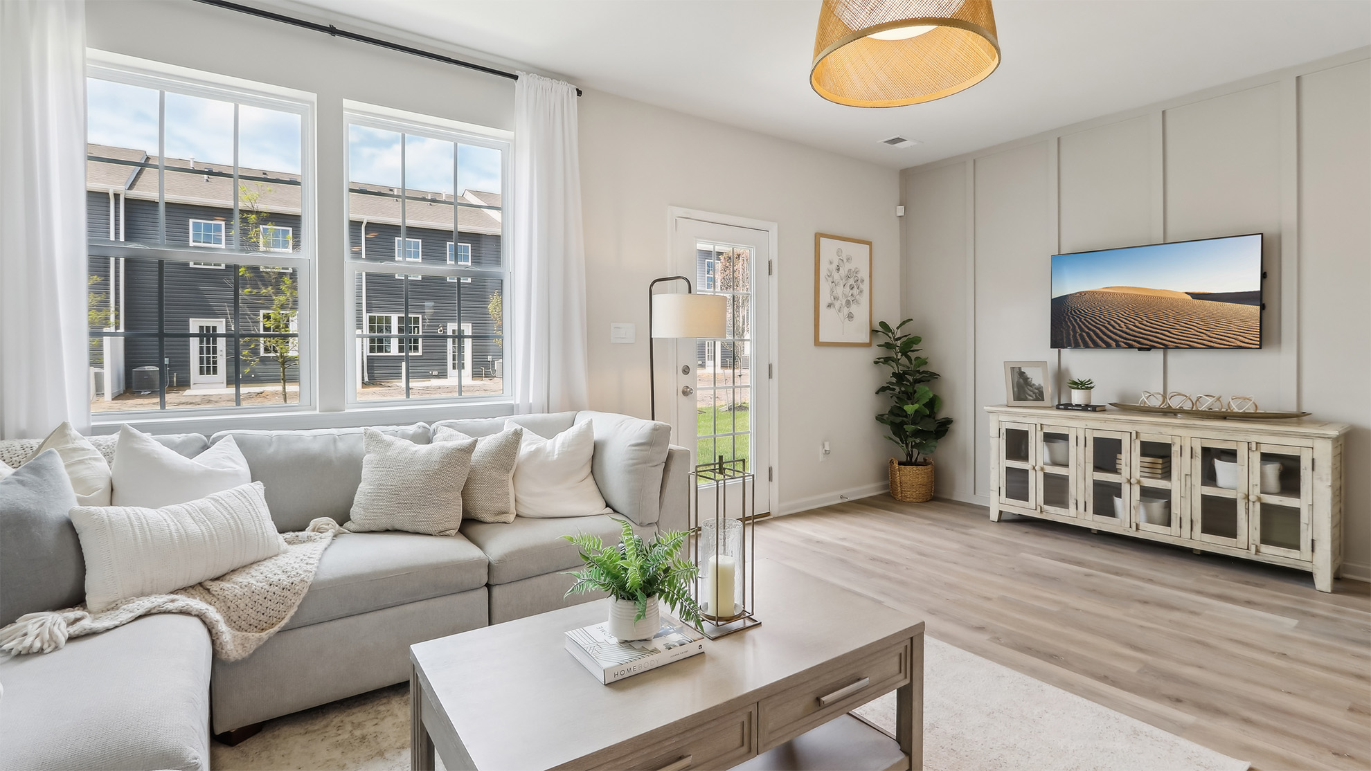 open concept living room with modern design