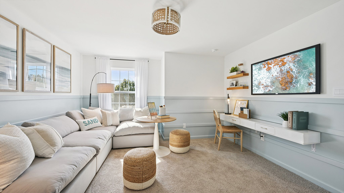 spacious loft on the second floor for additional flex space