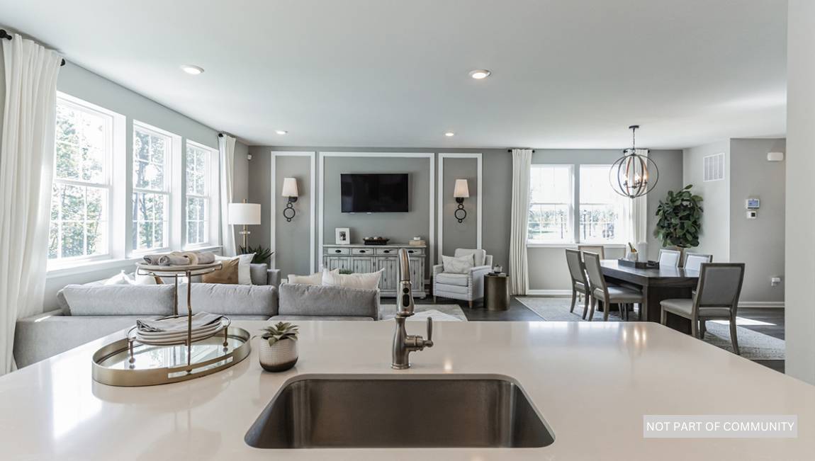 kitchen viewpoint of open concept living room