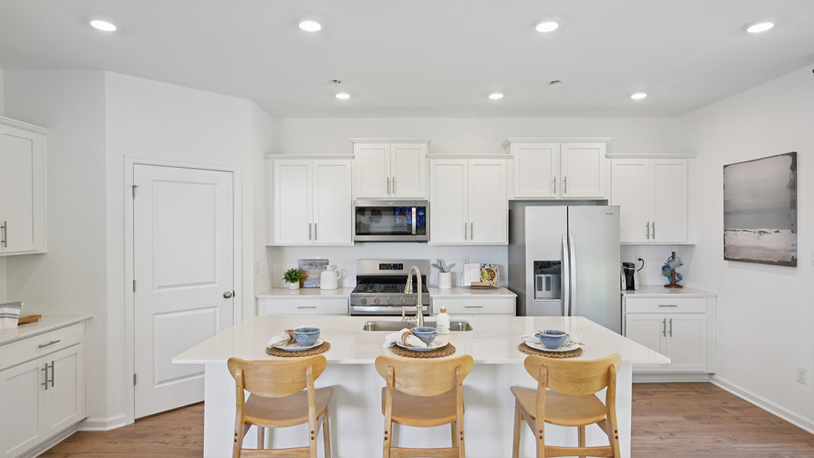 kitchen island with three chairs