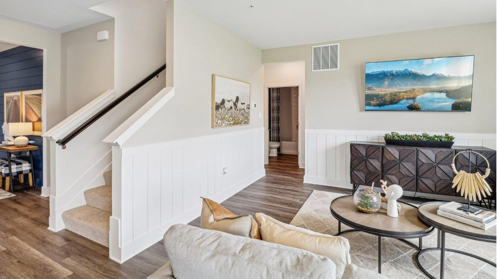 open concept living room with modern design