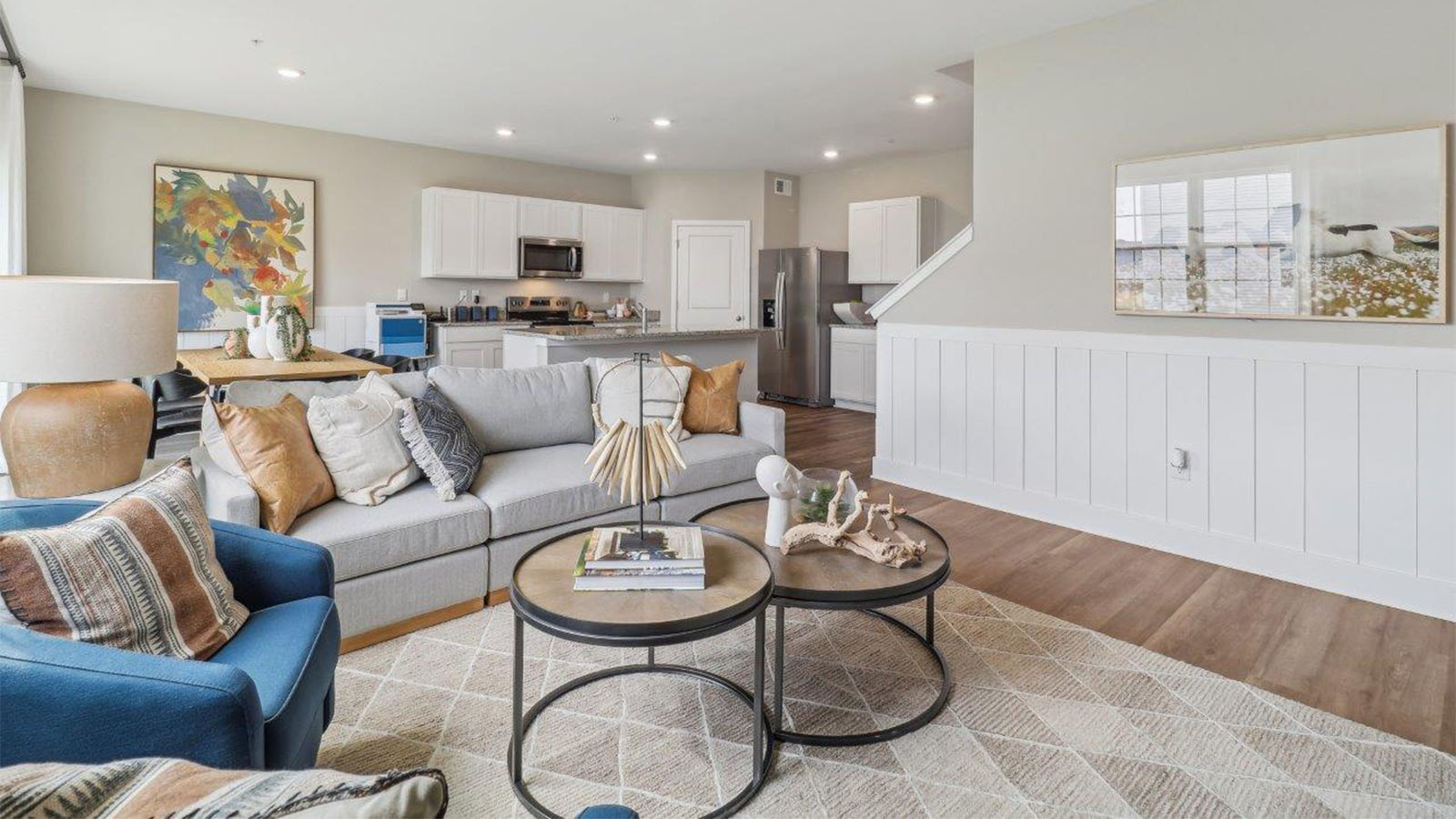 open concept living room with modern design