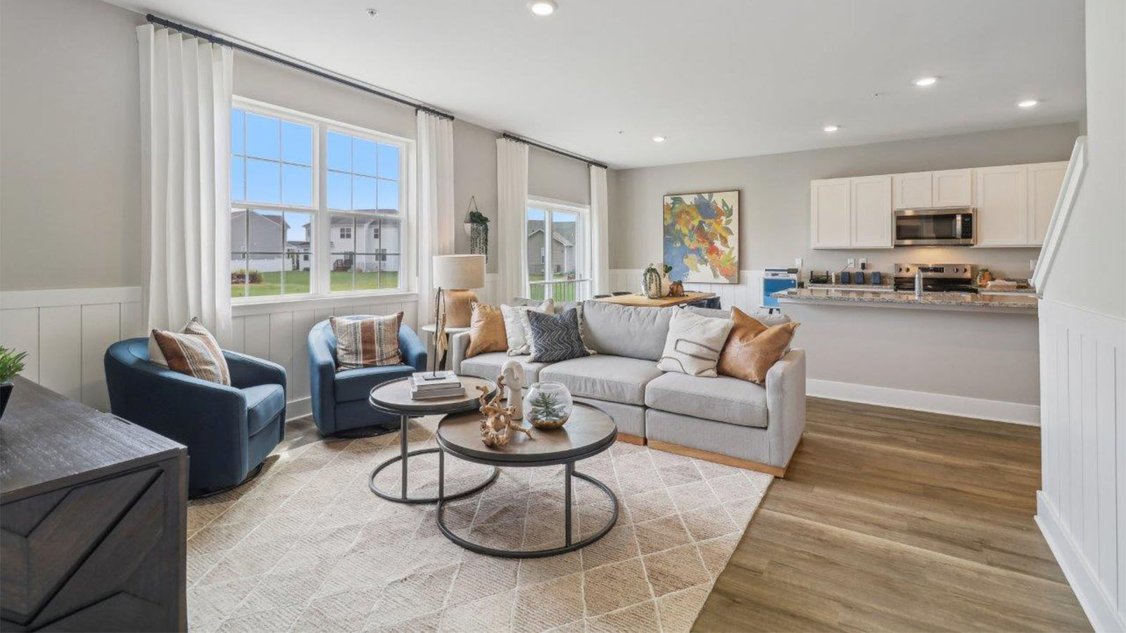 open concept living room with modern design