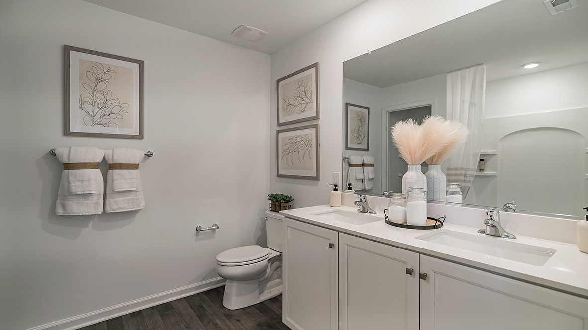 double sink vanity second floor bathroom